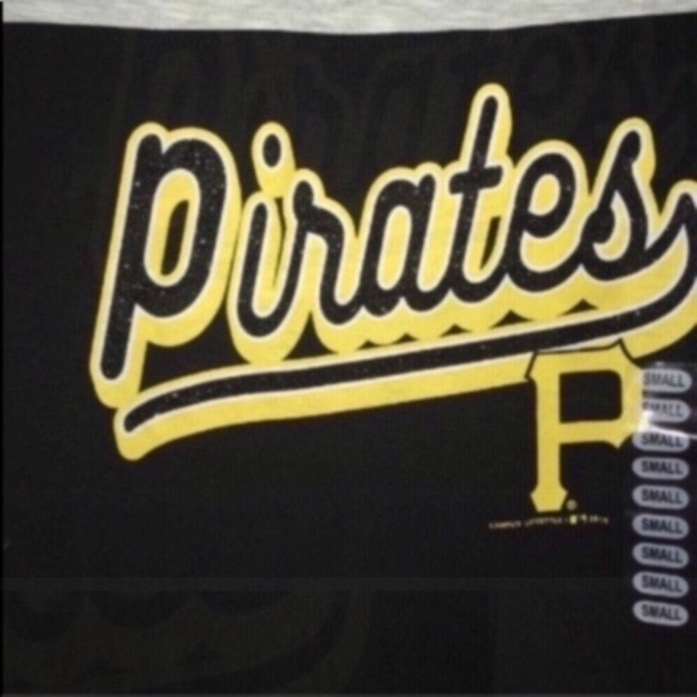 Pittsburgh Pirates Colorblock Tee Womens S NWT Black Gold MLB Shirt - Picture 2 of 7